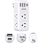 EyGde Multi Plug Outlet Extender Surge Protector 1700J, Wall Power Strip with Rotating Plug &amp; 4 USB Charging Ports (1 USB C), 3 Side Swivel Outlet Splitter with 6 Spaced Sockets for Home Office Travel