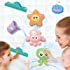 Dwi Dowellin Bath Toys for Toddlers with Swinging Octopus Rotating Starfish Spouting Jellyfish Mold Free Bath Time Toys Batht