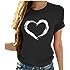DASAYO Women's Heart-Shaped Funny Graphics Tee Top Short Sleeve Crewneck t-Shirt Tees Casual Summer Fashion Cute Tops Shirts