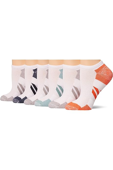 Women's Performance Cotton Cushioned Athletic No-Show Socks, 6 Pairs