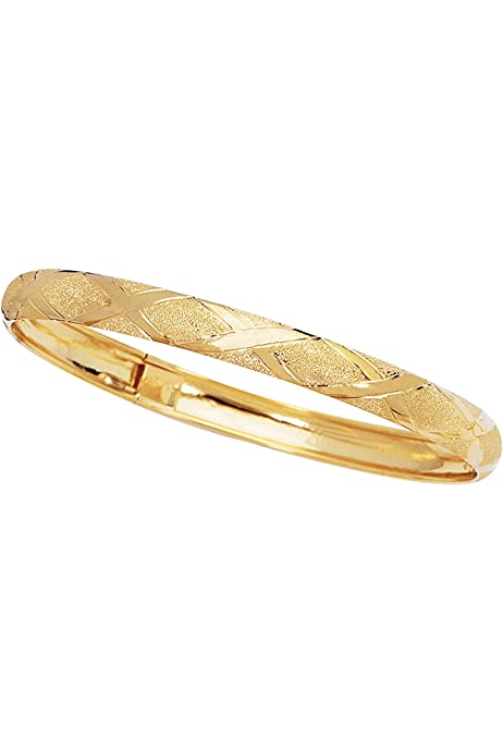 10k Gold Tubular Engraved X Flex Bangle Bracelet 7 or 8 Inches