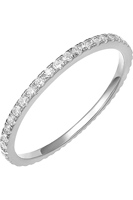 14K Gold Plated Sterling Silver CZ Simulated Diamond Stackable Ring Eternity Bands for Women