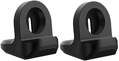 MoKo 2-Pack Charger Stand Compatible with Samsung Galaxy Watch 4,4 Classic/3 41mm,45mm/Active,Active 2 40mm 44mm, Silicone Charging Stand Non-Slip Base Charger Dock Station Holder Bracket - Black