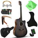 Hricane 41 Inch Acoustic Guitar for Beginner Starter Adult Cutaway Acustica Guitarra Bundle Kit with Gig Bag Strap Tuner Capo Strings Picks Cloth, Spruce Top and Mahogany Body