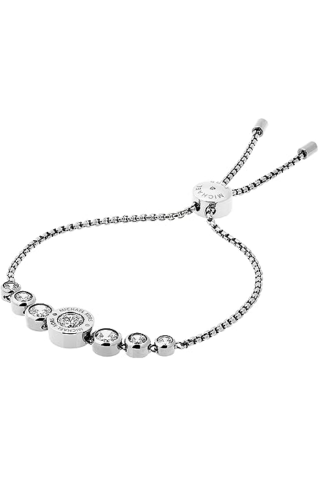 Women's Stainless Steel Silver-Tone Slider Bracelet with Crystal Accents