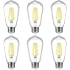 Ascher Vintage LED Edison Bulbs, 6W, Equivalent 60W, High Brightness Daylight White 4000K, ST58 Antique LED Filament Bulbs wi