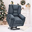 Esright Electric Power Lift Chair Recliner Sofa for Elderly with Vibration Massage and Lumbar Heat, 3 Positions, 2 Side Pockets, USB Ports, Easy-to-Reach Side Button
