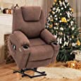 Esright Electric Power Lift Chair Recliner Sofa for Elderly with Vibration Massage and Lumbar Heated, 3 Positions, 2 Side Pockets and Cup Holders, USB Ports, Remote Control