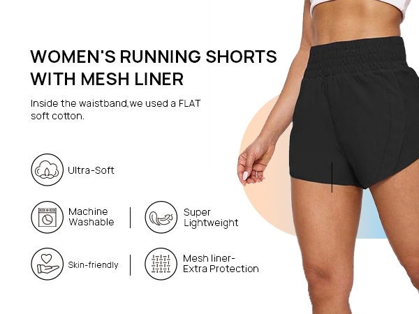 Women''s running shorts, soft, lightweight, machine washable