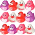 ArtCreativity 2 Inch Valentine’s Day Love Rubber Duckies, Pack of 12, Cute Duck Bath Tub Pool Toys, Fun Decorations, Carnival Supplies, Valentine Party Favor or Small Prize