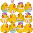 ArtCreativity 2.5 Inch Assorted Easter Rubber Duckies for Kids, Pack of 12, Mini Duck Surprise Toys for Filling Easter Eggs, Easter Party Favors, Egg Hunt Supplies, Easter Themed Bath Tub Toys