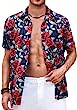 COOFANDY Men's Hawaiian Shirt Casual Short Sleeve Button Down Shirt Summer Beach Shirt