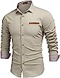 COOFANDY Men's Casual Dress Shirt Button Down Shirts Long-Sleeve Denim Work Shirt