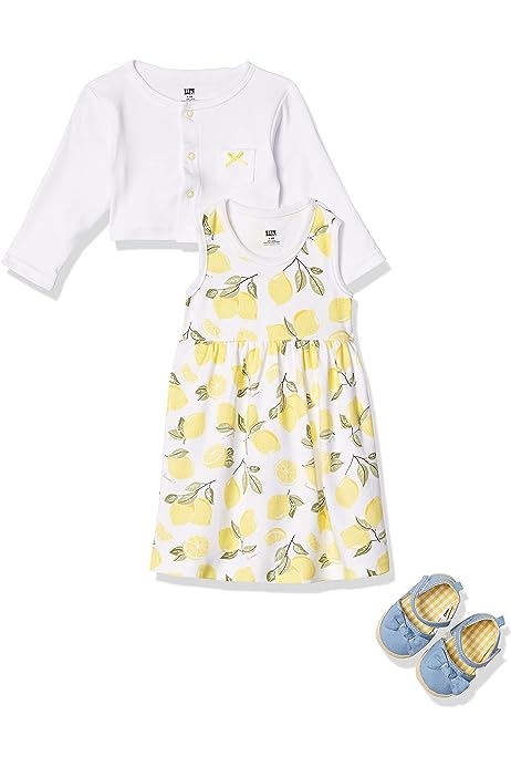 Baby Girls' Cotton Dress, Cardigan and Shoe Set