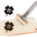 OLYCRAFT Wood Branding Iron Custom Logo Leather Branding Iron Stamp BBQ Heat Stamp with Wood Handle for Woodworking and Handcrafted Design - Four Leaf Clover (1x1”)