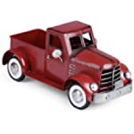 Addbliss Red Truck Christmas Decor, Vintage Metal Car Trucks Decorations for Indoor and Outdoor, Decorative Desktop Storage, Farmhouse Pick-up Planter