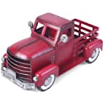 Pylemon Red Truck Decor, Vintage Pick-up Metal Truck Planter, Farmhouse Decorative Tabletop Storage，Red Truck Christmas Decor &amp; Great Gift for Holiday Decorations (Small Size)