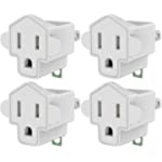 ETL Listed 3-2 Prong Grounding Outlet Adapter, JACKYLED 3 Prong to 2 Prong Adapter Converter, Portable Fireproof 200℃ Resistant Heavy Duty Wall Outlet Plug for Household Appliances Industrial, 4 Pack
