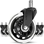 Office chair wheels replacement rubber chair casters for hardwood floors and carpet, set of 5, heavy duty office chair casters for chairs to replace office chair mats - Fits 98%
