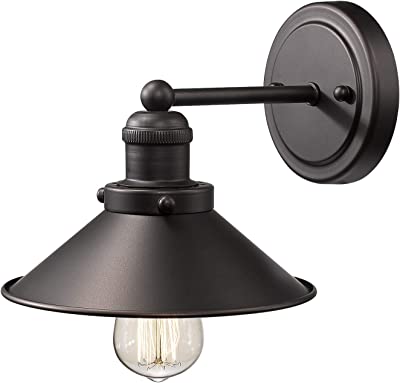 Zeyu 1-Light Industrial Vanity Wall Sconce, Vintage Wall Light Fixture in Oil Rubbed Bronze Finish with Metal Shade, 102-1W ORB