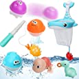 Hoogar Bath Toys for Toddlers 1-3, Bath Time Bathtub Toy for Toddlers Baby Infant Girls Boys with Bath Toys Organizer, Bathroom Toy Set Age 12months and up