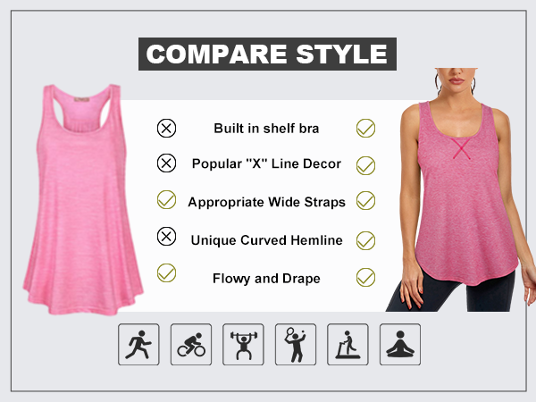 yoga workout tank tops built in bras