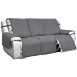 PureFit Water Resistant Reversible Sofa Covers for Reclining Sofa 3 Seat - Non Slip Split Recliner Couch Cover for 3 Cushion Couch, Washable Furniture Protector for Kid, Dog (3 Seat, Gray/Light Gray)