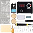 Professional Pyrography Tool Kit 60W Upgraded Wood Burning Kits with 20pcs Pyrography Wire Tips Digital Adjustable Pyrography Machine for Wood and Gourd（Single Pen）