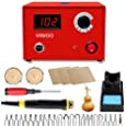Professional Wood Burning Kit Wood Burning Tool 60W,Wood Burning Pyrography Tool Kits for Adult Professional for Wood and Gourd (Red Single)