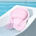 DIGIFOX Pink Bath Pillow Ergonomic Tencel Bath Pillow for Tub Relaxing Head, Neck/Back, Luxury 4D Air Mesh Breathable Bath Accessories Spa Cushion for Tub