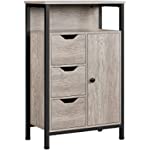 Yaheetech Industrial Bathroom Floor Cabinet, Wooden Freestanding Storage Cabinet with 3 Large Drawers and Adjustable Shelf for Bathroom, Living Room, Gray