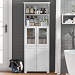 Tiptiper Tall Bathroom Storage Cabinet, Large Floor Cabinet with 2 Open Compartments and 2 Cabinets with Doors, 64” Height Freestanding Linen Tower Cabinet, for Home Kitchen, Living Room, White