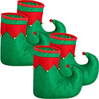 2 Pairs Santa Fabric Elf Shoes Novelty Elf Shoes Christmas Elf Costume Accessories for Men Women