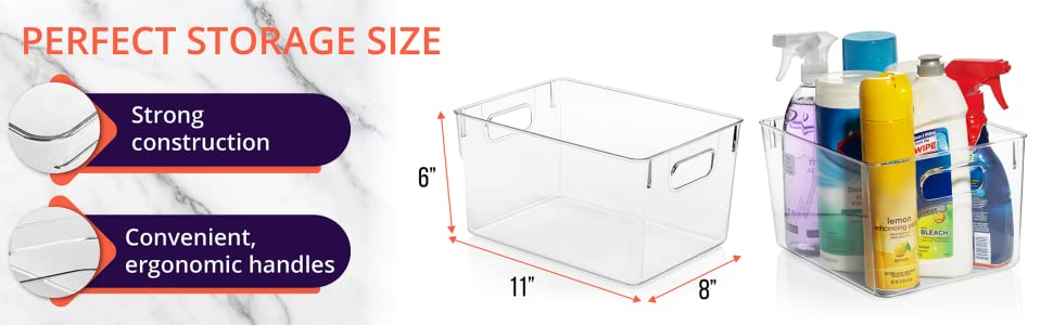 plastic organizer bins box under kitchen sink organizers closet office cabinet pantry tupperware 