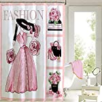 Noapasa Fashion Pink Shower Curtain for Girl&#39;s Bathroom,Fashion Woman Bathroom Curtains Shower Set,Women Fabric Shower Curtains Set 72×72 inches