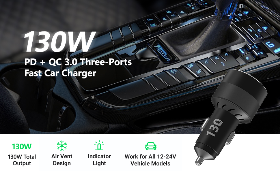 130W USB C Car Charger