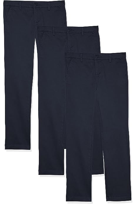 Girls' Uniform Flat-Front Chino Pants, Pack of 3
