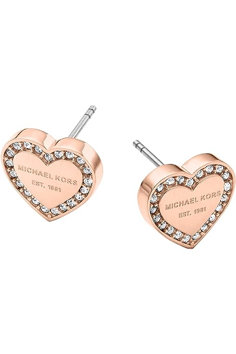Women's Stainless Steel Heart Shaped Stud Earrings With Crystal Accents
