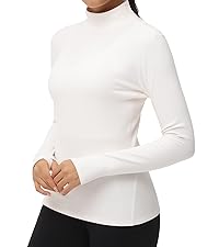 Mock Turtleneck Long Sleeve Shirts Fleece Thermal Underwear Pullover Tops with Thumb Hole