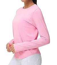 Women''s Long Sleeve Workout Shirts Athletic Crewneck Hiking Tops with Thumb Hole