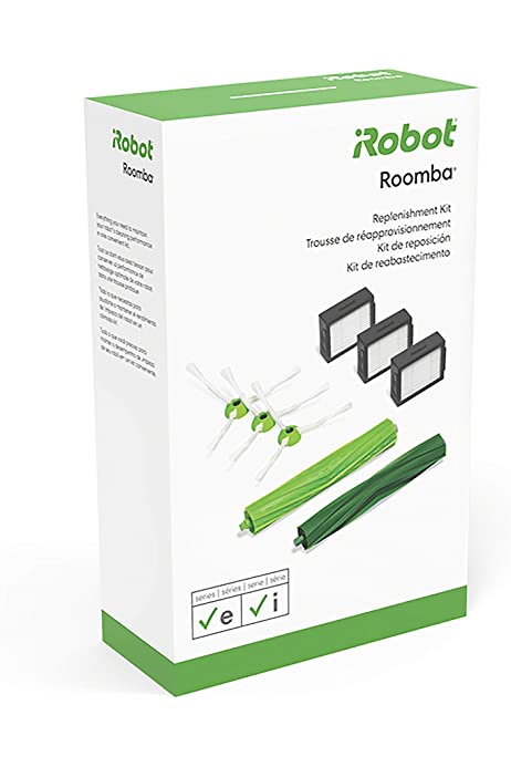 iRobot Authentic Replacement Parts- Roomba e, i, & j Series Replenishment Kit, (3 High-Efficiency Filters, 3 Edge-Sweeping Brushes, and 1 Set of Multi-Surface Rubber Brushes),Green - 4639168