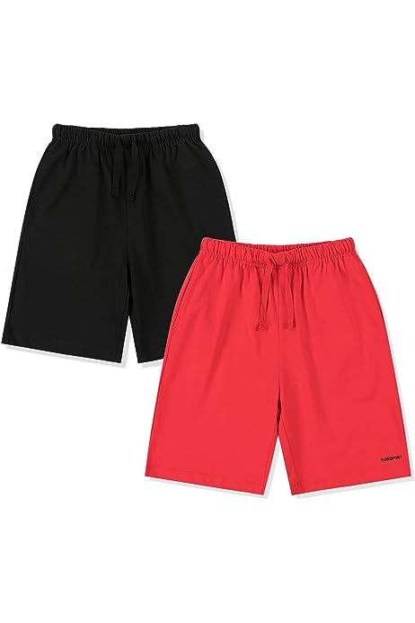 Kids Shorts 100% Cotton Shorts with Pockets 2-Pack Boys Shorts for Boys and Girls Size 3-12 Years