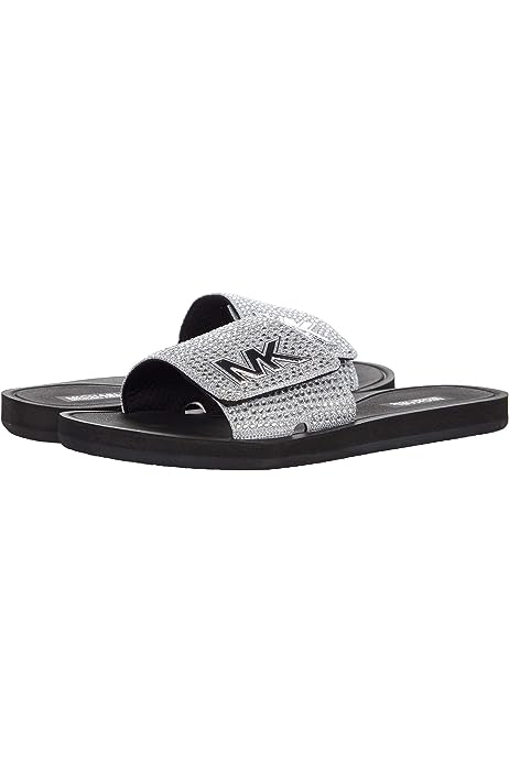 MICHAEL Michael Kors MK Women's Synthetic Logo Slide Sandals