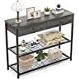 Ecoprsio Console Table with Drawers, Gray Sofa Table Entryway Table Narrow Long with Storage Shelves for Entryway, Front Hall, Hallway, Sofa, Couch, Living Room, Bar, Kitchen, 32 Inch, Grey