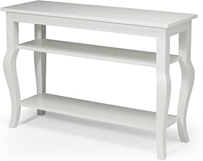 Kate and Laurel Lillian Wood Console Table with Display Shelves - Cabriole Legs - Easy-Build Home Decor
