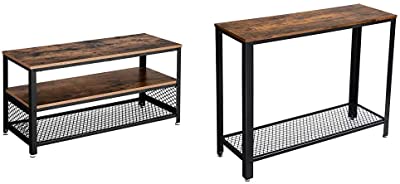 VASAGLE ULTV40BX TV Stands, 39.4", Rustic Brown & Console Table, Sofa Table, Metal Frame, Easy Assembly, for Entryway, Living Room, Rustic Brown ULNT80X