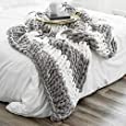 Chunky Knit Blanket Super Soft - Cozy Chenille Chunky Knit Blanket Throw (50&quot;x60&quot;) for Luxurious Home Decor - 6lb Knitted Weighted Blanket - Timeless Grey &amp; White Design - Machine Washable