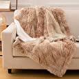 EMME Faux Fur Throw Blanket Fuzzy Soft and Plush Shaggy Fall Throw Blankets for Bed Long Fur Solid Warm Cozy Luxurious Fluffy Blanket for Sofa, Couch as Gift Home Decor (Throw, Tie Dye Beige)