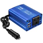 YSOLX 150W Car Power Inverter DC 12V to 110V AC Converter with 3.1A Dual USB Car Charger Adapter Blue