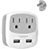 TESSAN 3 to 2 Prong USB Outlet Plug, Japan Power Adapter with 2 Wall Charger Extender Cruise Ship Accessories, Travel Multi P